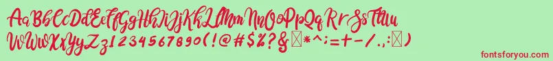 Cocolatte Font – Red Fonts on Green Background
