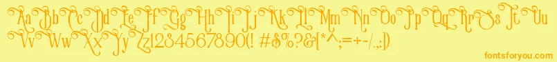 VictorianParlorVintageAlternateFree Font – Orange Fonts on Yellow Background