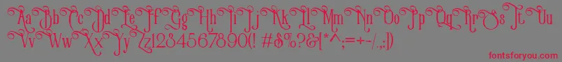 フォントVictorianParlorVintageAlternateFree – 赤い文字の灰色の背景
