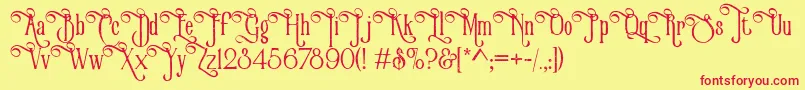 VictorianParlorVintageAlternateFree-Schriftart – Rote Schriften auf gelbem Hintergrund