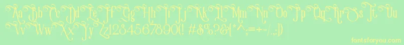 Шрифт VictorianParlorVintageAlternateFree – жёлтые шрифты на зелёном фоне