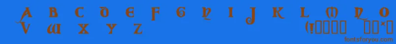 フォントCOD      – 茶色の文字が青い背景にあります。