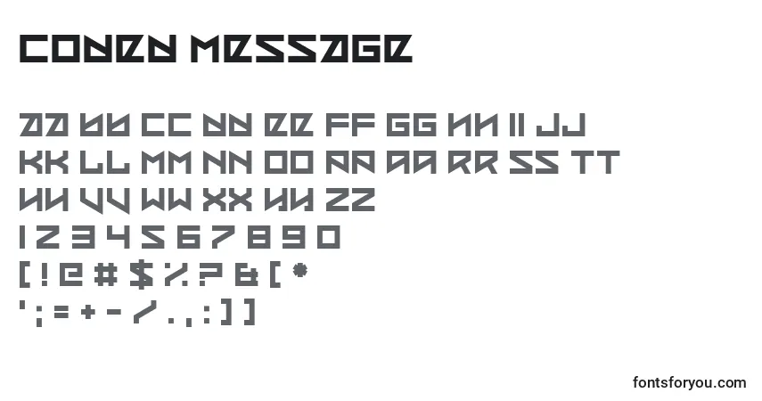 A fonte Coded Message – alfabeto, números, caracteres especiais