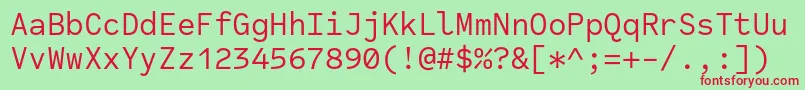 フォントCodeSaver Regular – 赤い文字の緑の背景