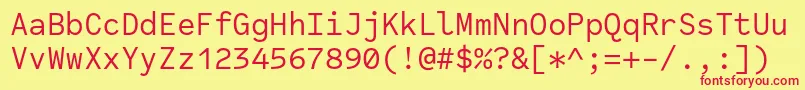 フォントCodeSaver Regular – 赤い文字の黄色い背景