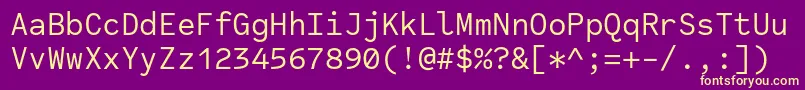 フォントCodeSaver Regular – 紫の背景に黄色のフォント