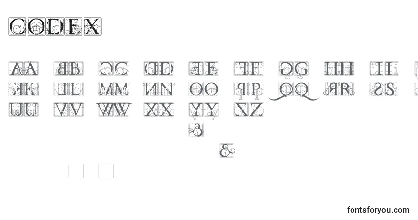 A fonte Codex (123659) – alfabeto, números, caracteres especiais
