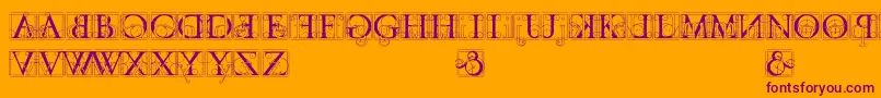 codex-Schriftart – Violette Schriften auf orangefarbenem Hintergrund