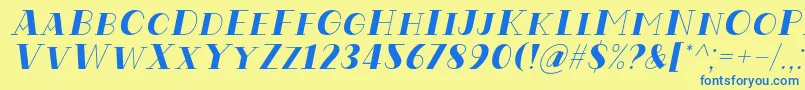 Codian October Eight Italic Font by Situjuh 7NTypes Font – Blue Fonts on Yellow Background