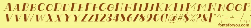 Czcionka Codian October Eight Italic Font by Situjuh 7NTypes – brązowe czcionki na żółtym tle