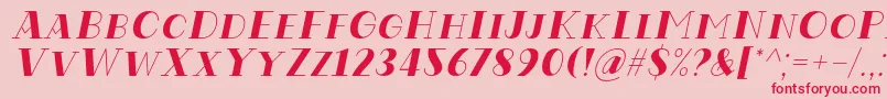 Шрифт Codian October Eight Italic Font by Situjuh 7NTypes – красные шрифты на розовом фоне