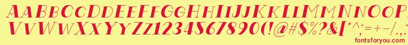 Czcionka Codian October Eight Italic Font by Situjuh 7NTypes – czerwone czcionki na żółtym tle