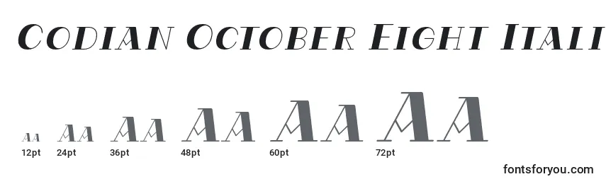 Tamaños de fuente Codian October Eight Italic Font by Situjuh 7NTypes