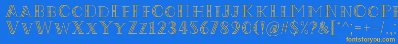 フォントCodian October Nine Font by Situjuh 7NTypes – オレンジ色の文字が青い背景にあります。