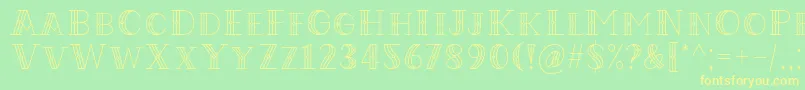 フォントCodian October Nine Font by Situjuh 7NTypes – 黄色の文字が緑の背景にあります