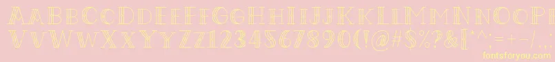 フォントCodian October Nine Font by Situjuh 7NTypes – 黄色のフォント、ピンクの背景