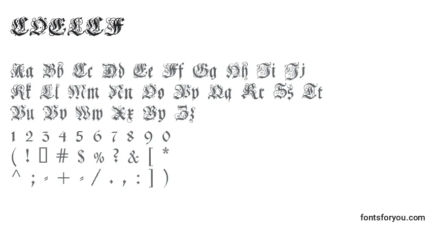 A fonte COELCF   (123663) – alfabeto, números, caracteres especiais