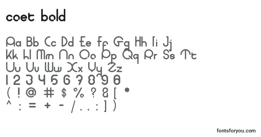 Czcionka Coet bold – alfabet, cyfry, specjalne znaki