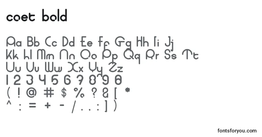 Schriftart Coet bold (123665) – Alphabet, Zahlen, spezielle Symbole