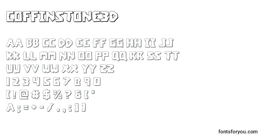 A fonte Coffinstone3d – alfabeto, números, caracteres especiais