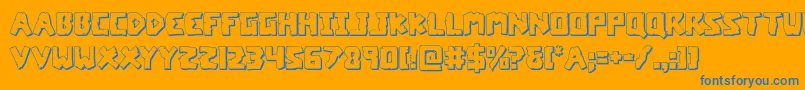 Więcej informacji o czcionce coffinstone3d Czcionka coffinstone3d – niebieskie czcionki na pomarańczowym tle
