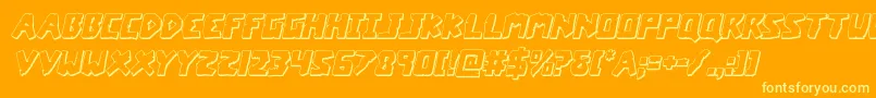 coffinstone3dital-Schriftart – Gelbe Schriften auf orangefarbenem Hintergrund