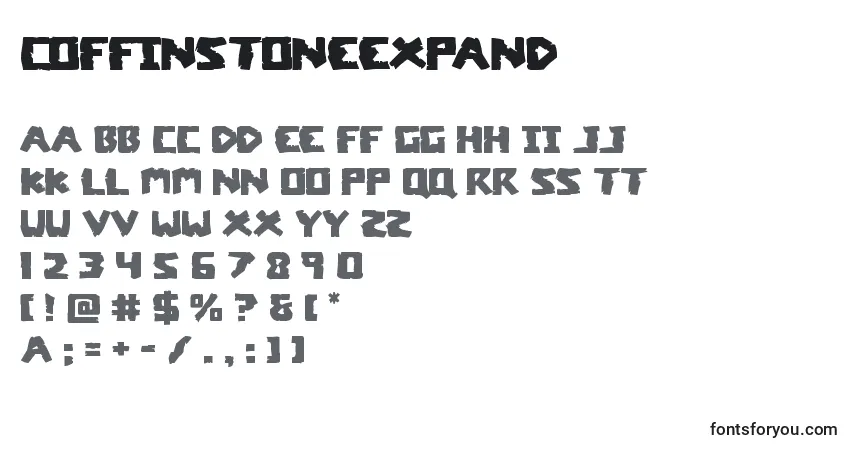 Czcionka Coffinstoneexpand – alfabet, cyfry, specjalne znaki