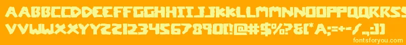 coffinstoneexpand-Schriftart – Gelbe Schriften auf orangefarbenem Hintergrund