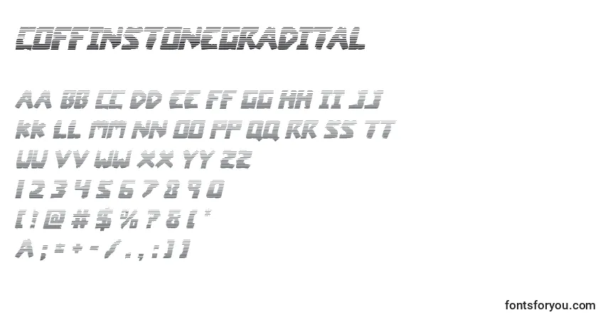 Coffinstonegradital-fontti – aakkoset, numerot, erikoismerkit