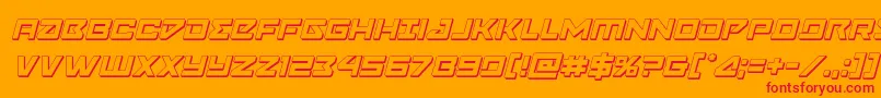Fonte Navycadet3Dital – fontes vermelhas em um fundo laranja