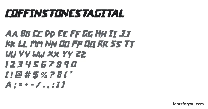 A fonte Coffinstonestagital – alfabeto, números, caracteres especiais