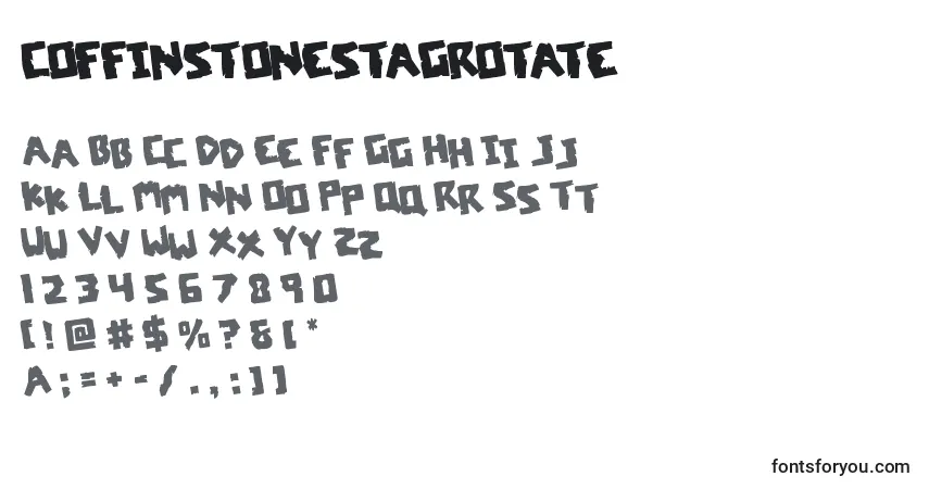 A fonte Coffinstonestagrotate – alfabeto, números, caracteres especiais