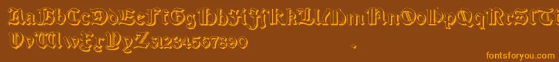 SalterioShadowTwo-Schriftart – Orangefarbene Schriften auf braunem Hintergrund