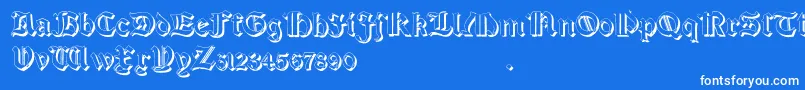 SalterioShadowTwo-Schriftart – Weiße Schriften auf blauem Hintergrund