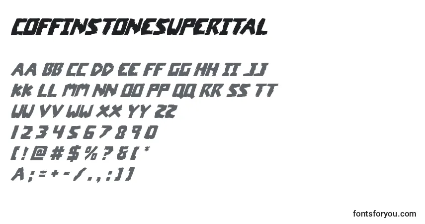 Schriftart Coffinstonesuperital – Alphabet, Zahlen, spezielle Symbole