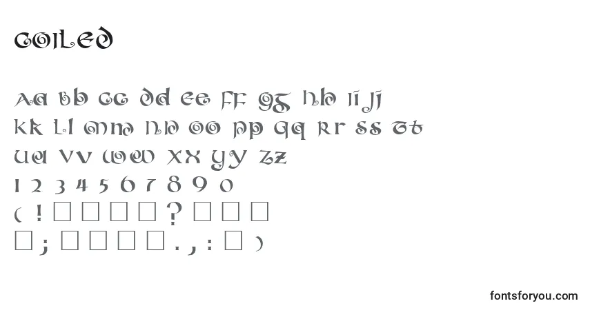Fuente COILED - alfabeto, números, caracteres especiales