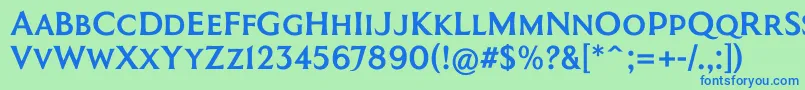 CoinageCapsKrugerGray Font – Blue Fonts on Green Background