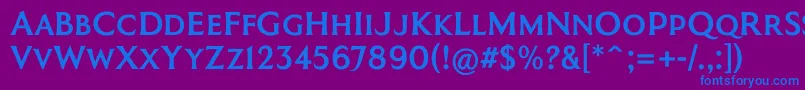 CoinageCapsKrugerGray Font – Blue Fonts on Purple Background