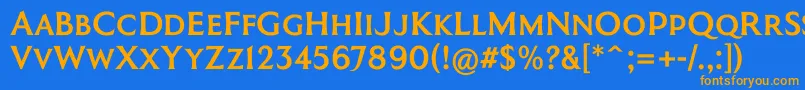 CoinageCapsKrugerGray Font – Orange Fonts on Blue Background
