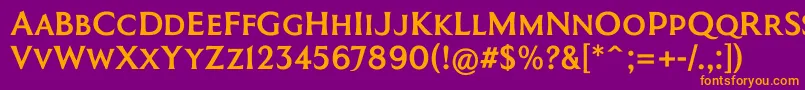 CoinageCapsKrugerGray Font – Orange Fonts on Purple Background