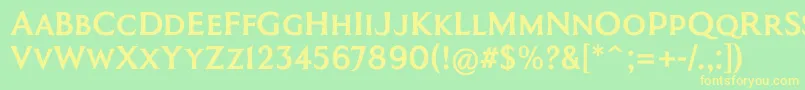 フォントCoinageCapsKrugerGray – 黄色の文字が緑の背景にあります