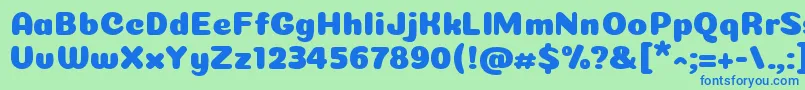 Coiny Cyrillic-Schriftart – Blaue Schriften auf grünem Hintergrund