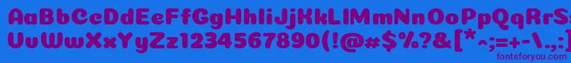 Coiny Cyrillic-Schriftart – Violette Schriften auf blauem Hintergrund