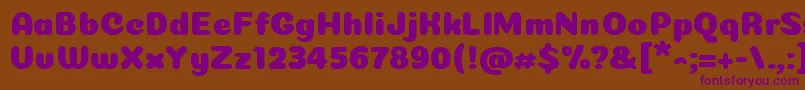 Coiny Cyrillic-Schriftart – Violette Schriften auf braunem Hintergrund