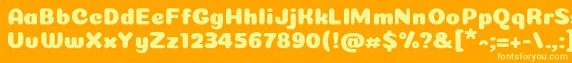 Coiny Cyrillic-Schriftart – Gelbe Schriften auf orangefarbenem Hintergrund