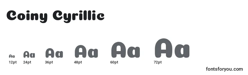 Размеры шрифта Coiny Cyrillic