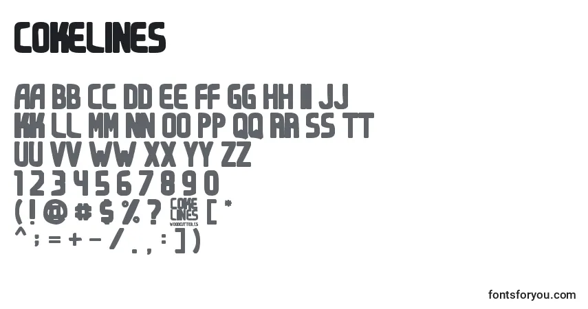 Schriftart Cokelines – Alphabet, Zahlen, spezielle Symbole