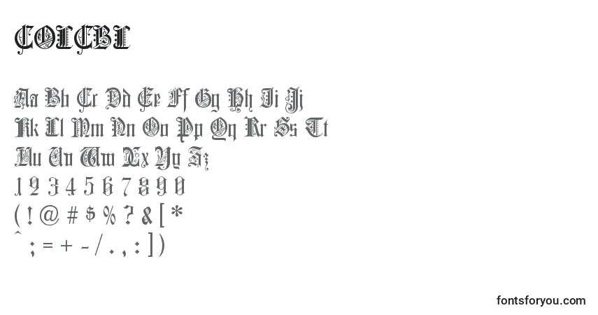 Шрифт COLCBL   (123696) – алфавит, цифры, специальные символы