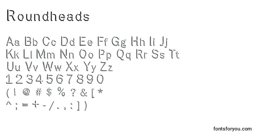 A fonte Roundheads – alfabeto, números, caracteres especiais