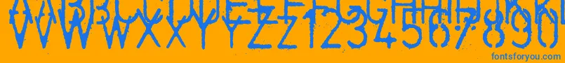 フォントcoldcoffee  2005       – オレンジの背景に青い文字